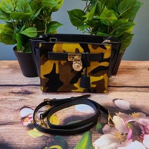 Michael Kors Traveler/Calf Hair Camo Satchel Handbag